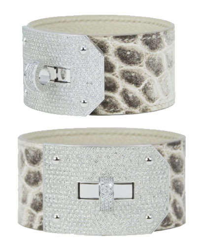 Hermès 30 cm Gris Cendre Diamond Himalaya Crocodile Birkin with 18K Gold  Hardware